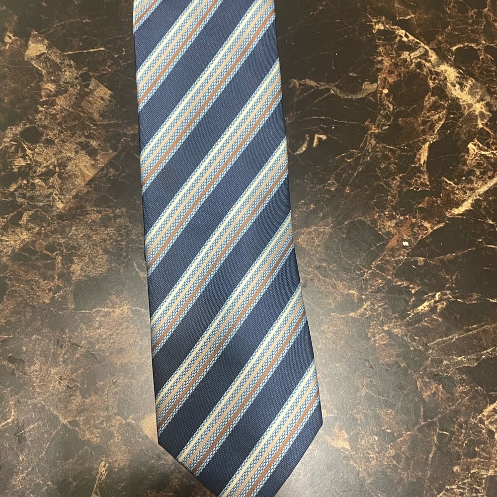 PIERRE CARDIN ALL SILK TIE NECKTIE - 57" LONG - RICH BLUE And MulticolorPATTERN